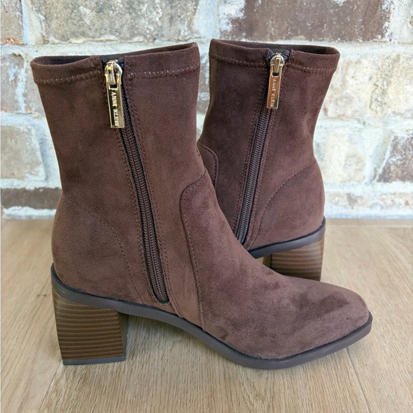 Anne Klein Chocolate Suede Ankle Booties - Picture 3 of 7
